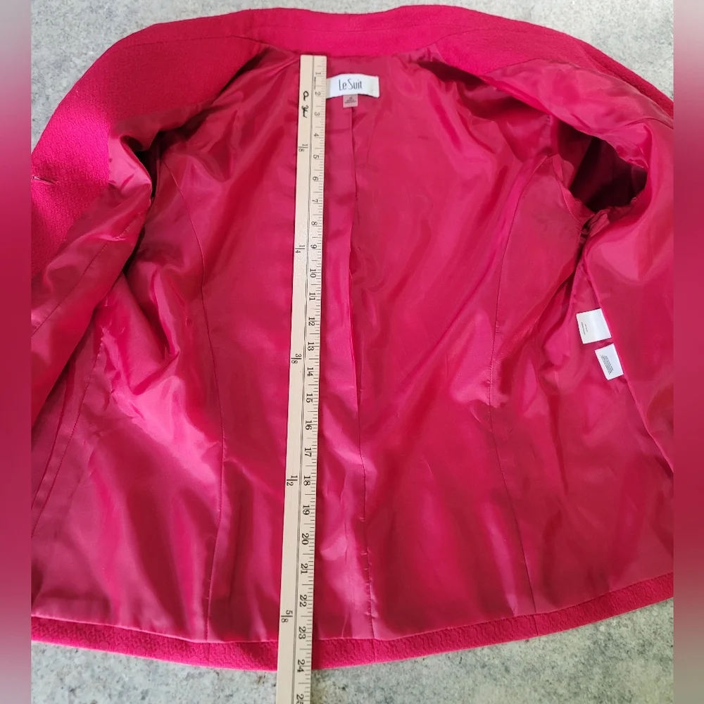 Le Suit Women Size 16 Pink Polyester Blazer Skirt Suit Lined Notch Collar 2PC - Picture 10 of 16